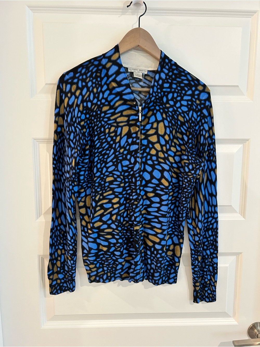Alberto Makali Zip Up Cardigan Jacket Black Blue Multi Size M